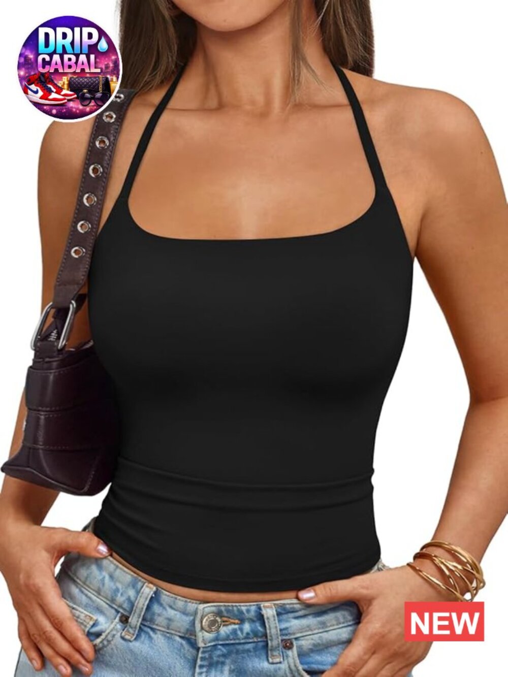 Double Lined Halter Tank Top Self Tie Backless Crop Top Summer Going Out
